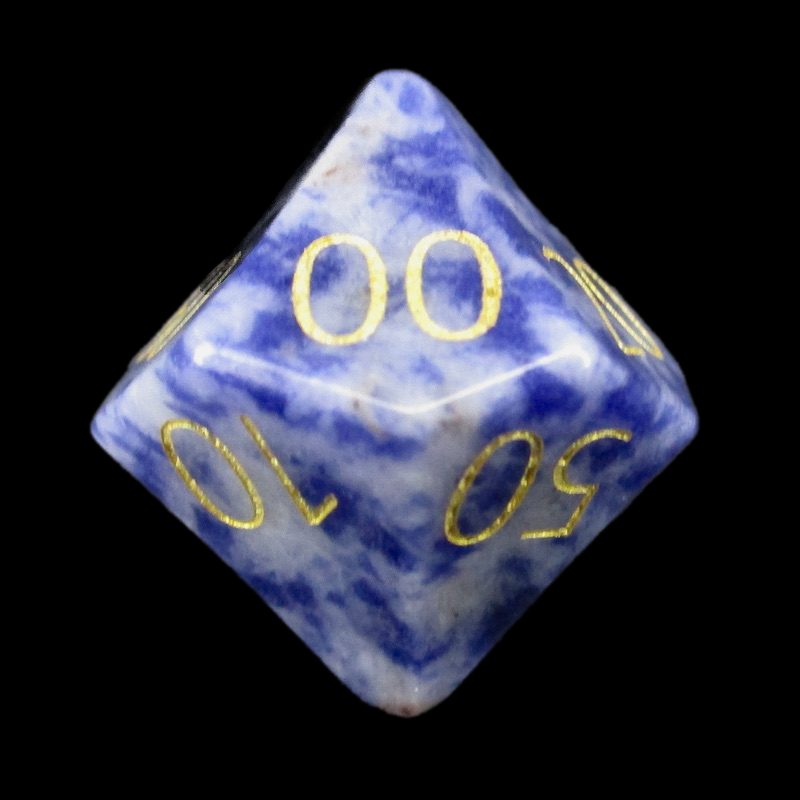 TDSO Gemstone Sodalite Light & Gold Percentile Dice