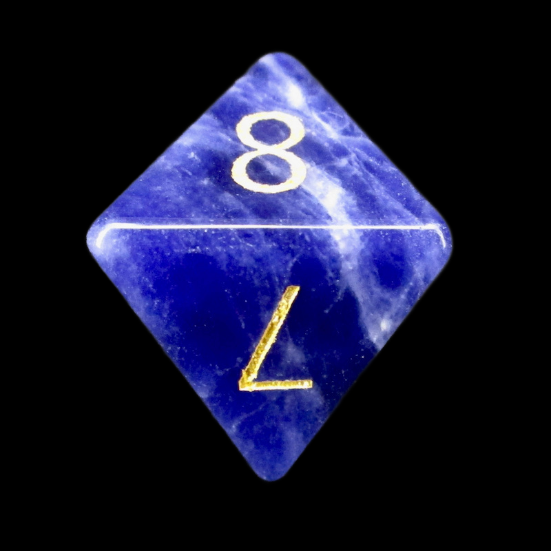 TDSO Gemstone Sodalite Dark & Gold D8 Dice