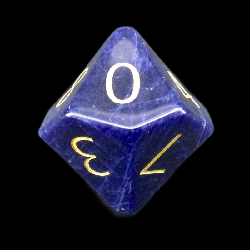TDSO Gemstone Sodalite Dark & Gold D10 Dice
