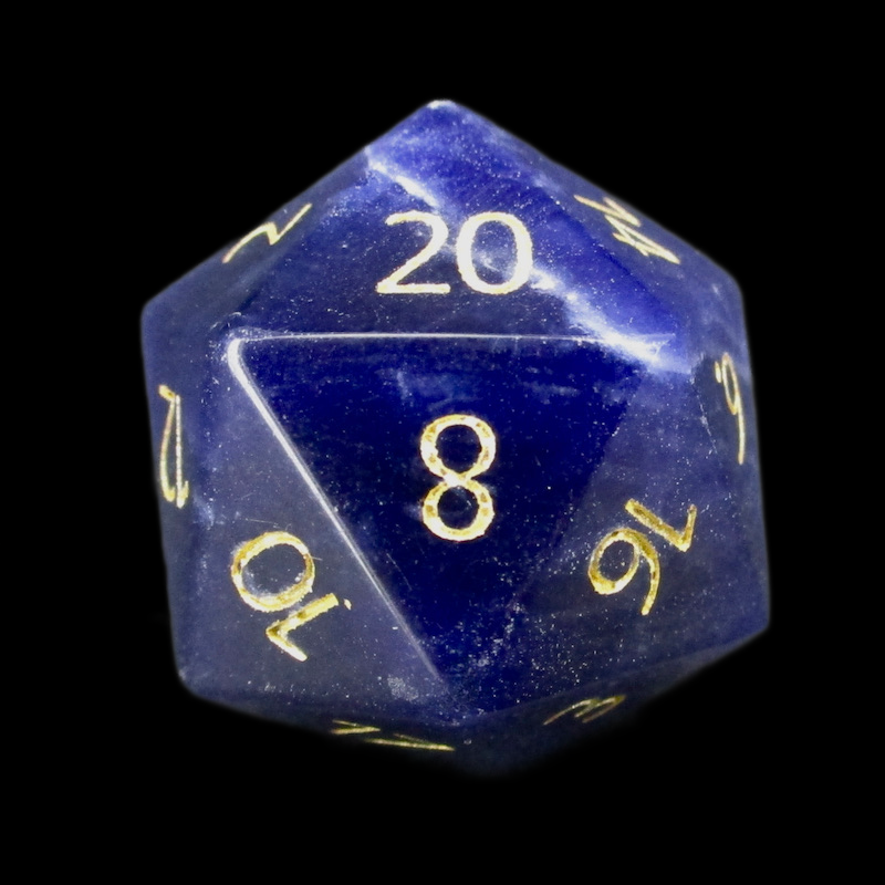 TDSO Gemstone Sodalite Dark & Gold D20 Dice