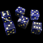 TDSO Gemstone Sodalite Dark & Gold 6 x D6 Spot Dice Set