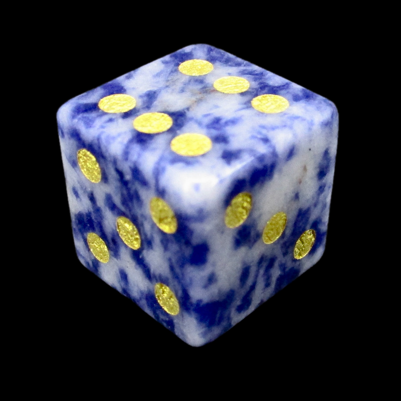 TDSO Gemstone Sodalite Light & Gold D6 Spot Dice