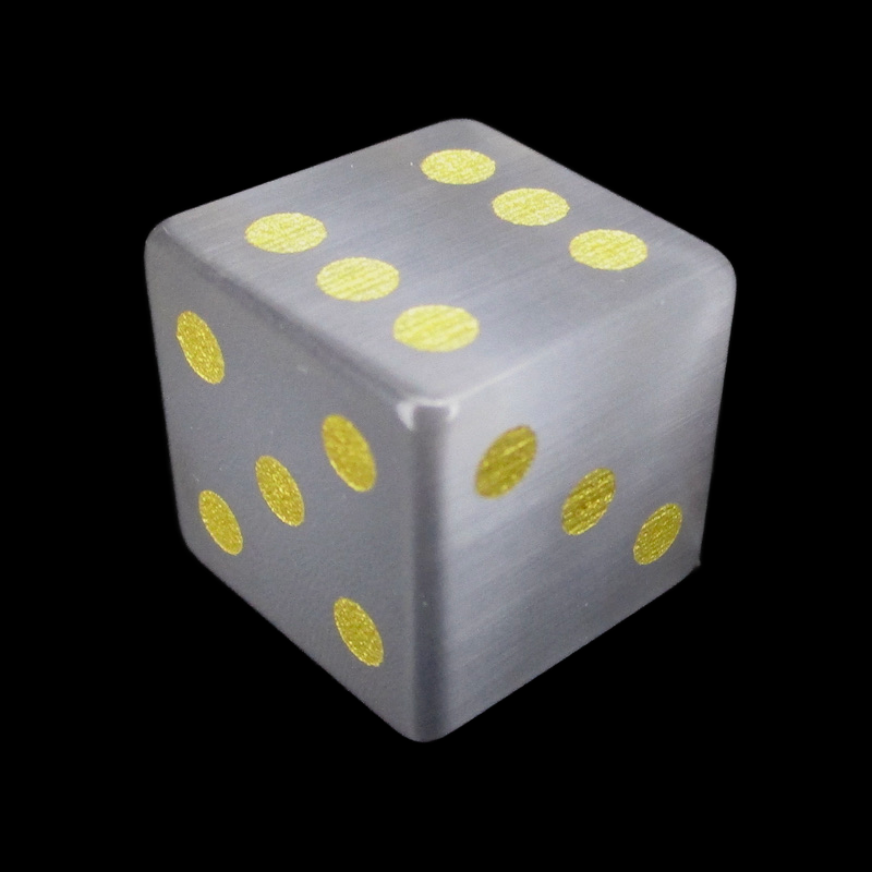 TDSO Cats Eye Glass Grey & Gold D6 Spot Dice