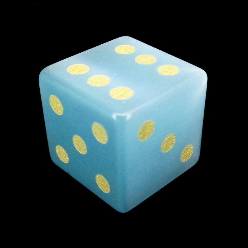 TDSO Cats Eye Glass Mint Blue & Gold D6 Spot Dice