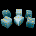 TDSO Cats Eye Glass Mint Blue & Gold 6 x D6 Spot Dice Set