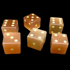TDSO Cats Eye Glass Champagne & Gold 6 x D6 Spot Dice Set