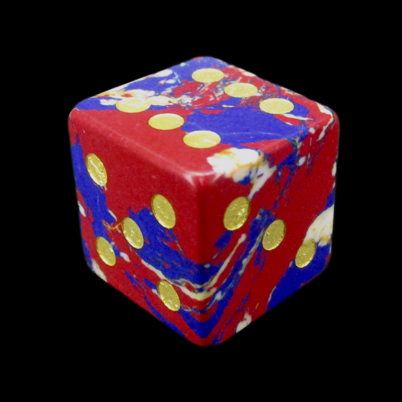 TDSO Gemstone Turquoise Synthetic Multi Fire & Gold D6 Spot Dice