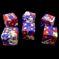 TDSO Gemstone Turquoise Synthetic Multi Fire & Gold 6 x D6 Spot Dice Set
