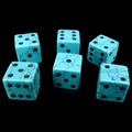 TDSO Gemstone Turquoise Synthetic Blue & Black 6 x D6 Spot Dice Set