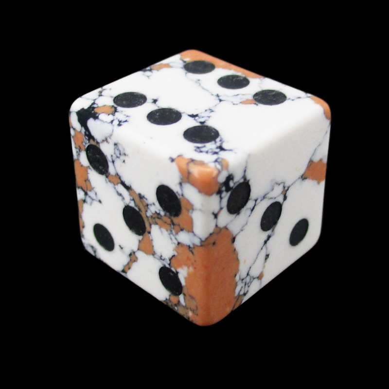 TDSO Gemstone Turquoise Synthetic White & Black D6 Spot Dice