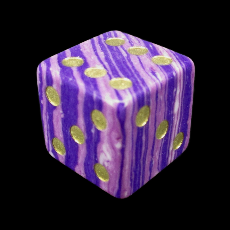 TDSO Gemstone Turquoise Synthetic Purple Wave & Gold D6 Spot Dice