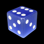 TDSO Cats Eye Glass Light Blue & White 6 x D6 Spot Dice Set