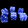 TDSO Cats Eye Glass Light Blue & White 6 x D6 Spot Dice Set