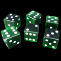 TDSO Cats Eye Glass Dark Green & White 6 x D6 Spot Dice Set