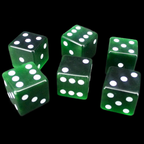 TDSO Cats Eye Glass Dark Green & White 6 x D6 Spot Dice Set