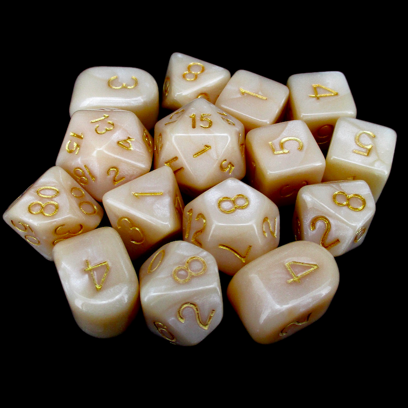 Role 4 Initiative Marble Latte 15 Dice Polyset with Arch D4s