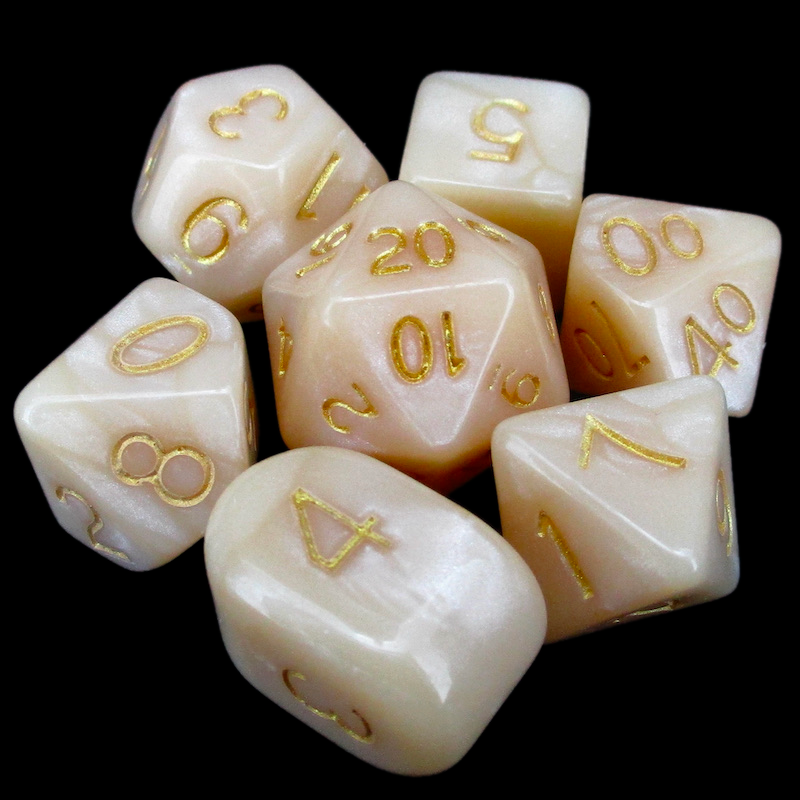 Role 4 Initiative Marble Latte 7 Dice Polyset with Arch D4