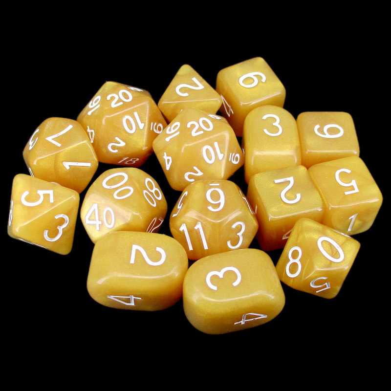 Role 4 Initiative Marble Caramel 15 Dice Polyset with Arch D4s