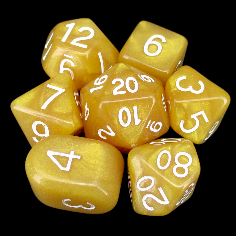 Role 4 Initiative Marble Caramel 7 Dice Polyset with Arch D4