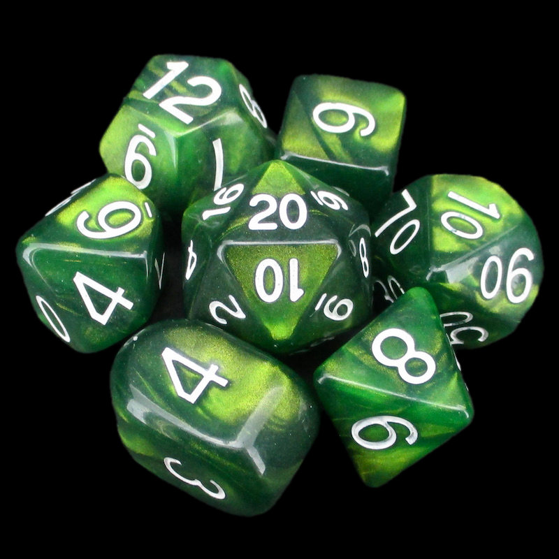 Role 4 Initiative Emerald Dragon Shimmer 7 Dice Polyset with Arch D4