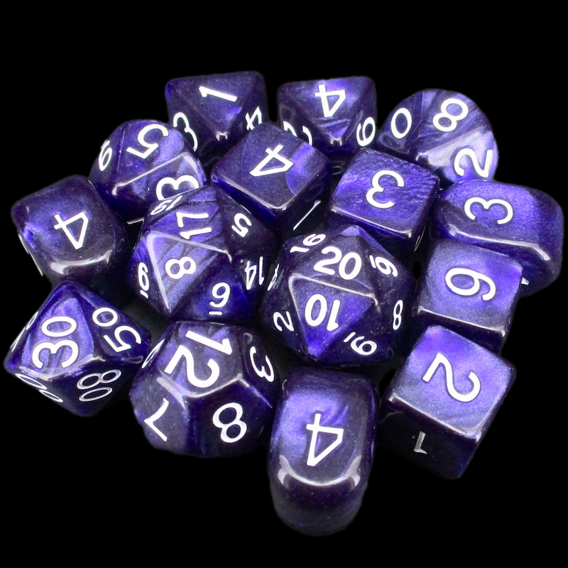 Role 4 Initiative Marble Purple 15 Dice Polyset with Arch D4s