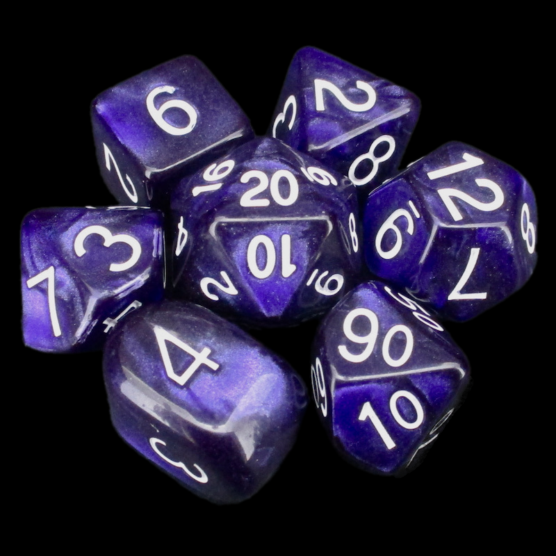 Role 4 Initiative Marble Purple 7 Dice Polyset with Arch D4