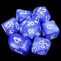 Role 4 Initiative Marble Blue 7 Dice Polyset with Arch D4