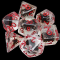 TDSO Encased Spider - Black - Clear & Red 7 Dice Polyset LTD EDITION