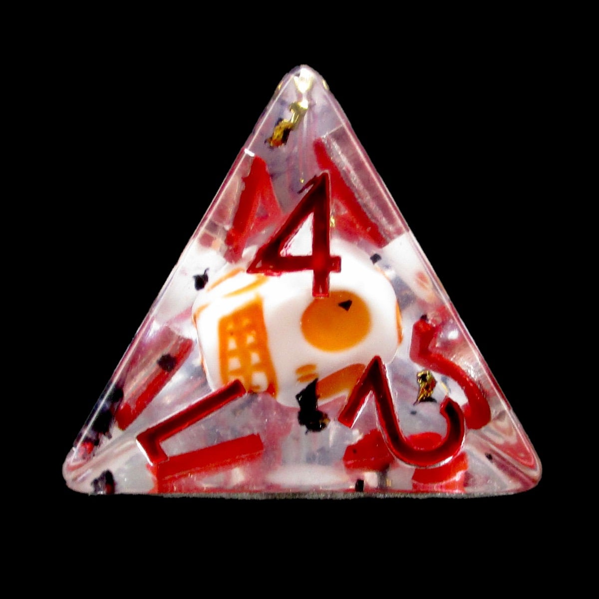 TDSO Encased Skull Bone & Red D4 Dice