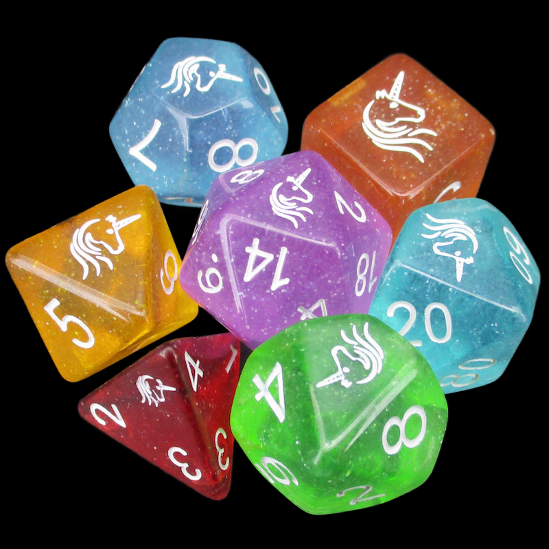 TDSO Light Unicorn 7 Dice Polyset