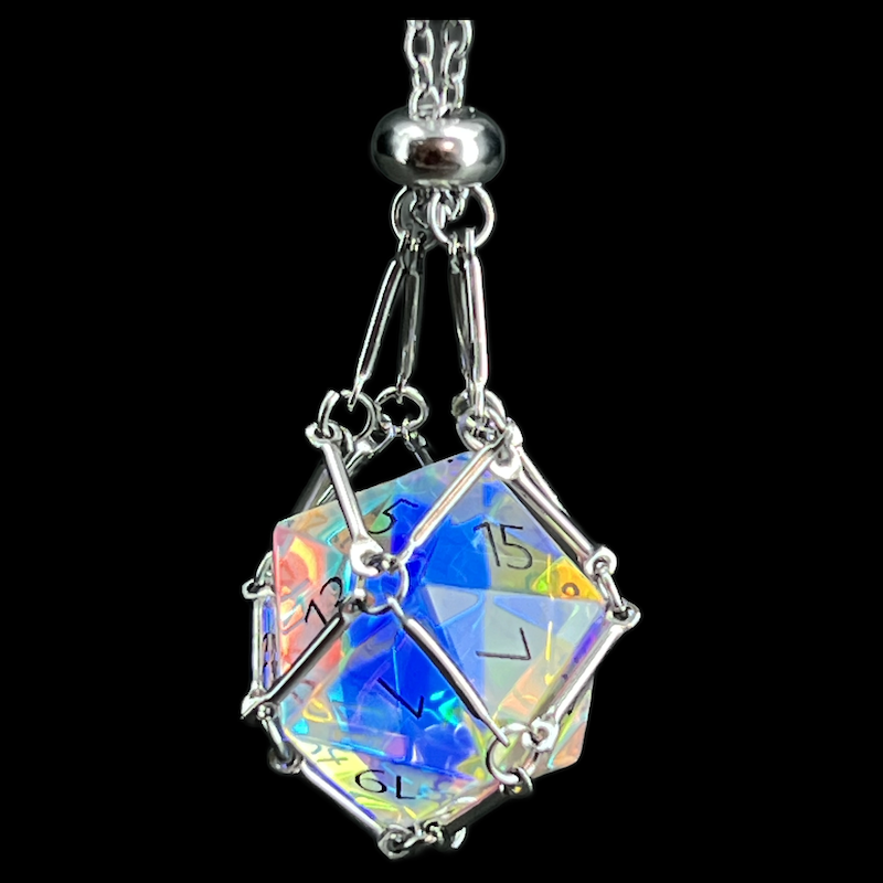TDSO Silver Chain Necklace for D20 Dice