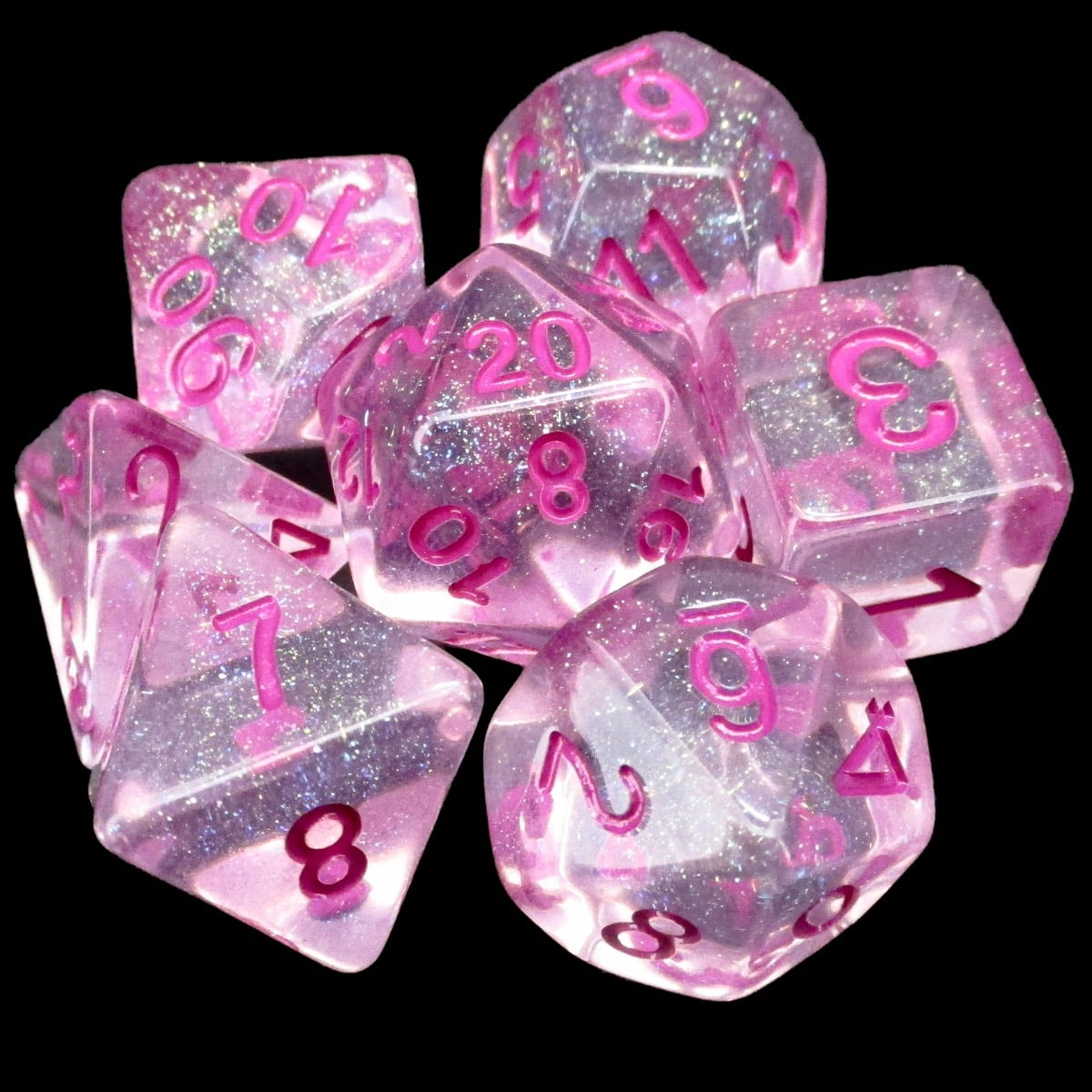 TDSO Luminous Pink World Glitter 7 Dice Polyset LTD EDITION