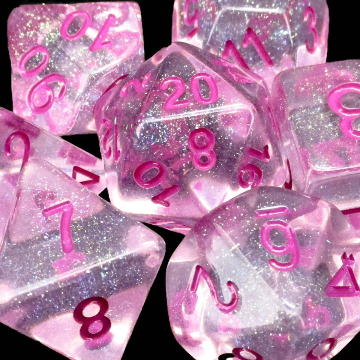 TDSO Luminous Pink World Glitter 7 Dice Polyset LTD EDITION