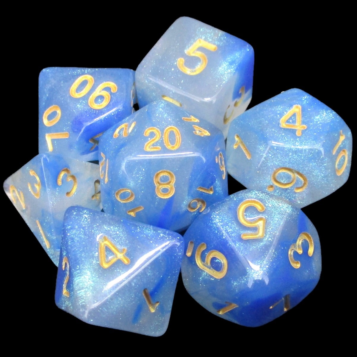 TDSO Aurora Glacier Blue Glitter 7 Dice Polyset LTD EDITION