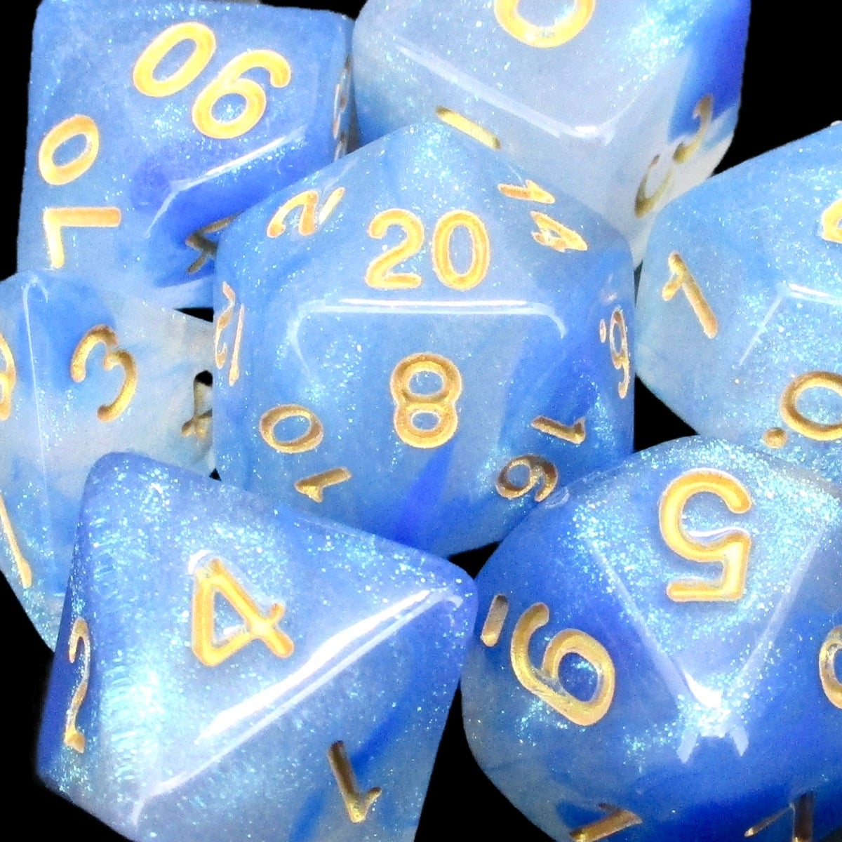TDSO Aurora Glacier Blue Glitter 7 Dice Polyset LTD EDITION