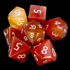 TDSO Gemstone Carnelian & White 7 Dice Polyset