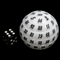 TDSO Opaque Meteor White & Black HUGE 45mm D100 Dice