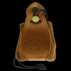 TDSO Tan Leather Celtic Cross Drawstring Dice Pouch Bag