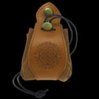TDSO Tan Leather Celtic Circle Drawstring Dice Pouch Bag