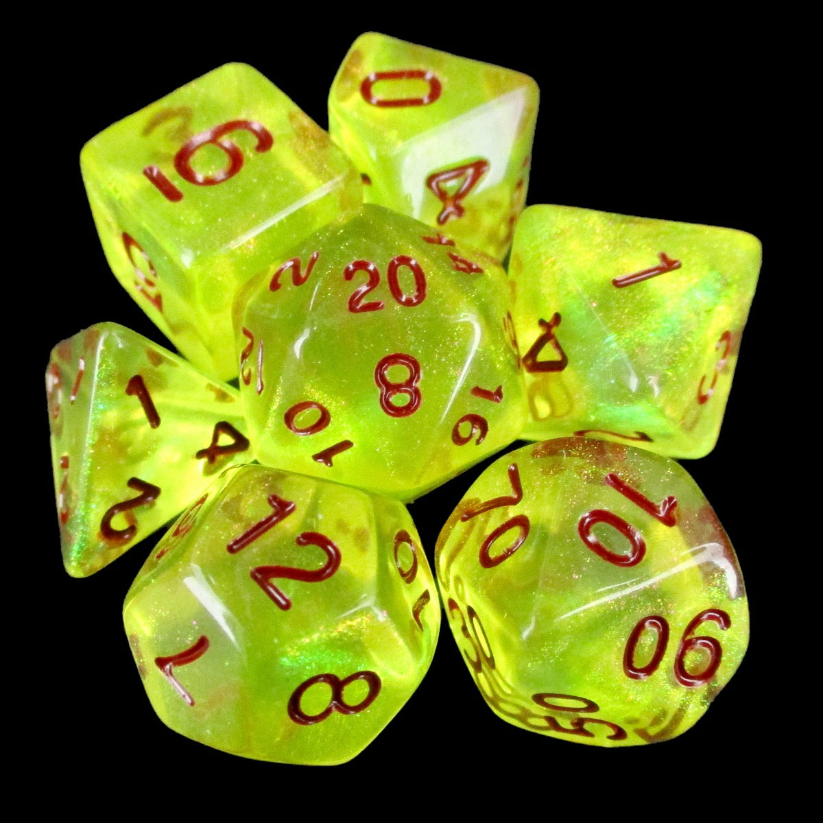 TDSO Aurora Lemon Glitter 7 Dice Polyset LTD EDITION