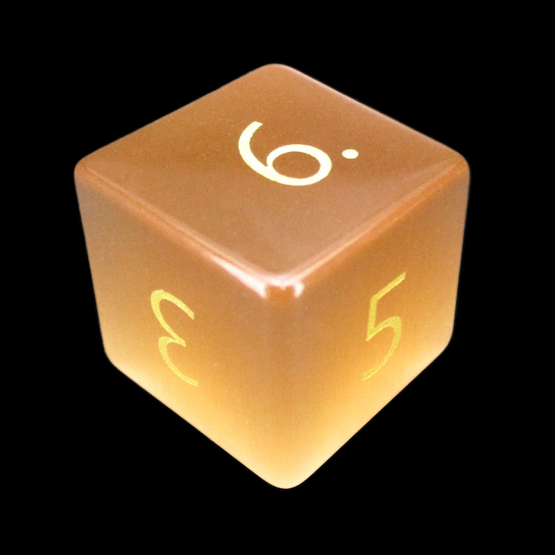TDSO Cats Eye Glass Champagne & Gold D6 Dice
