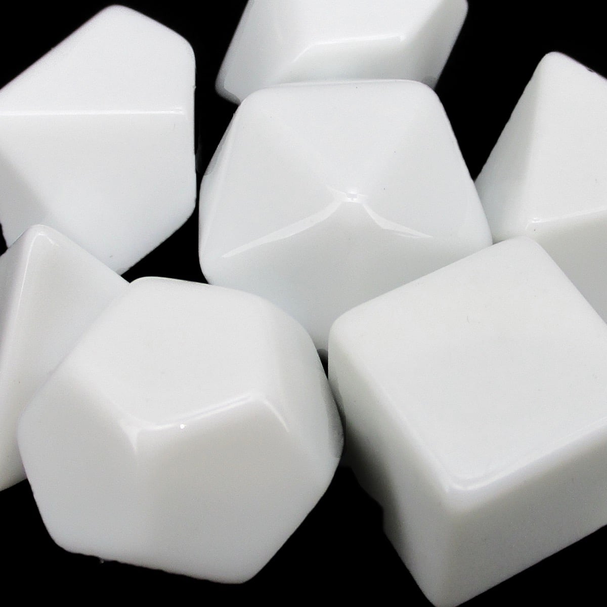 TDSO Opaque Blank White 7 Dice Polyset