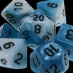 TDSO Duel Teal & White MINI 10mm 7 Dice Polyset