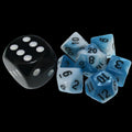 TDSO Duel Teal & White MINI 10mm 7 Dice Polyset