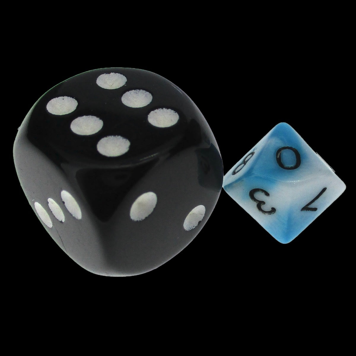 TDSO Duel Teal & White MINI 10mm D10 Dice