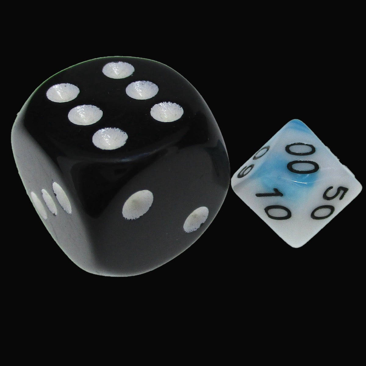 TDSO Duel Teal & White MINI 10mm Percentile Dice