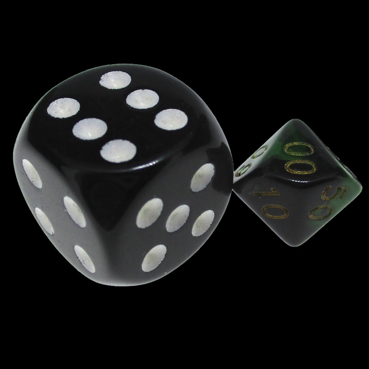 TDSO Duel Black & Green MINI 10mm Percentile Dice