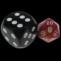 TDSO Duel Pink & Yellow MINI 10mm D20 Dice