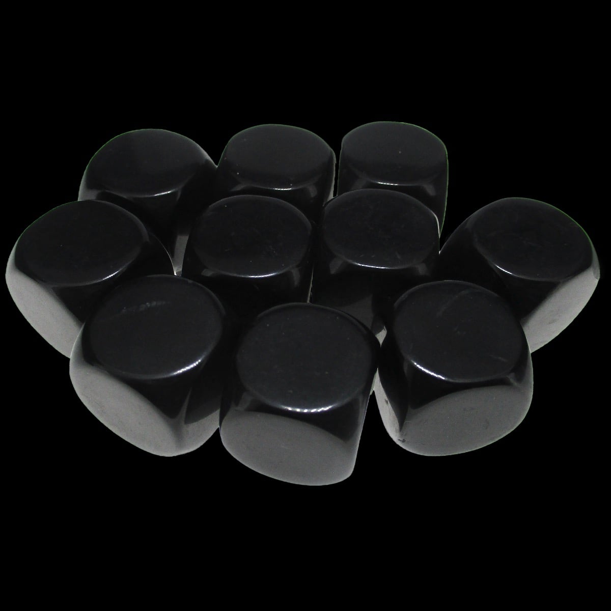 TDSO Opaque Blank Black 16mm 10 x D6 Dice Set