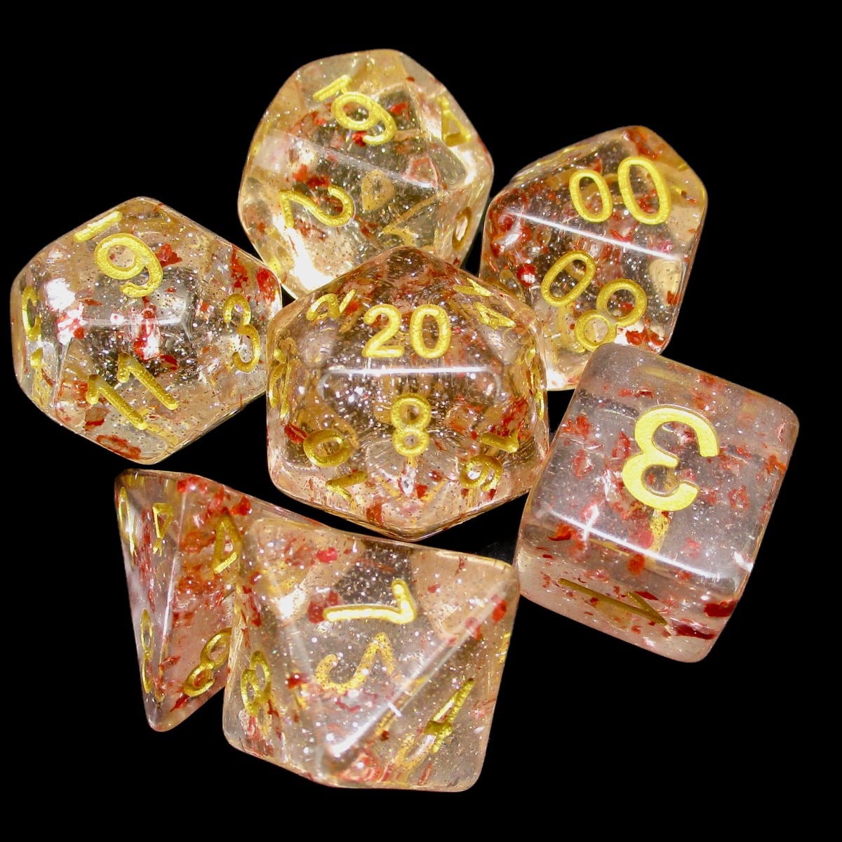TDSO Metallic Flakes Ruby 7 Dice Polyset